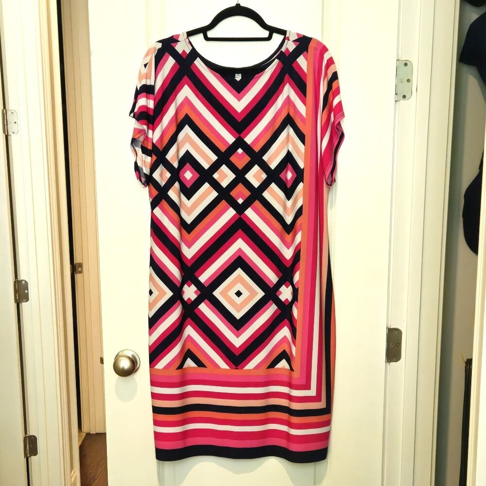 STUDIO ONE dress, 1X, cap sleeve, lined, fun, colorful & so comfy!